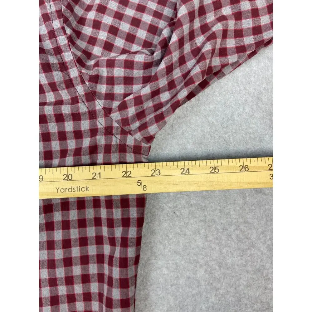 Banana Republic Search Men's‎ L Red Checks Long Sleeve Button Up Preppy Business
